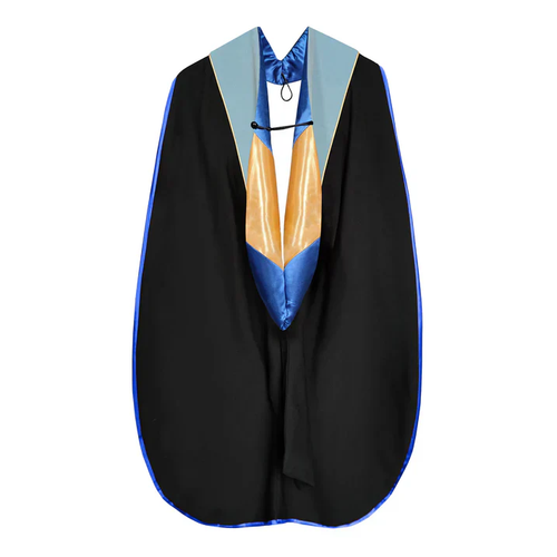 Cap and Gown Direct Doctoral Hood - Sky Blue Velvet - Royal Blue Lining -Gold Chevron - Gold Piping