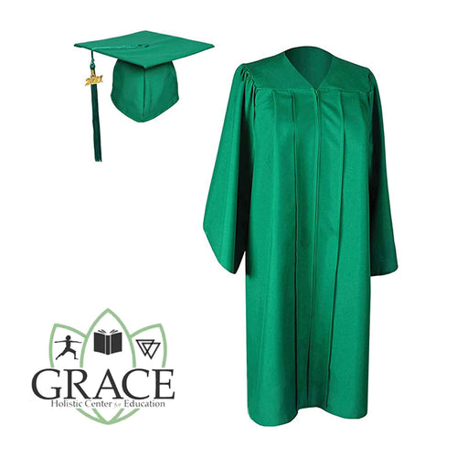 Cap and Gown Direct Grace Holistic Center for Education - Matte Kelly Green Cap, Gown and Tassel Package | Class of 2025