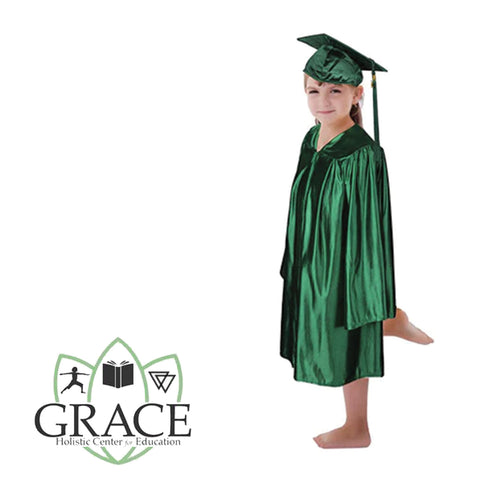 Cap and Gown Direct Grace Holistic Center for Education – Shiny Kinder Kelly Green Cap, Gown & Tassel | Class of 2025