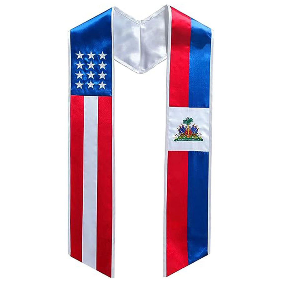 Cap and Gown Direct USA/Haiti Flag Graduation Stole - Flag Sashes for Graduates