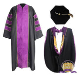 Cap and Gown Direct Harvest Christian University Doctoral Gown Set – Deluxe 3-Piece with Purple Velvet Trim, view 2