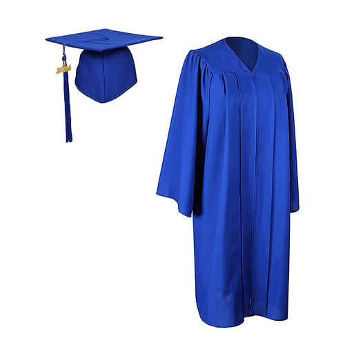 Cap and Gown Direct IL JW HS 8th Grade Package – Matte Royal Blue Cap, Gown & Tassel Set