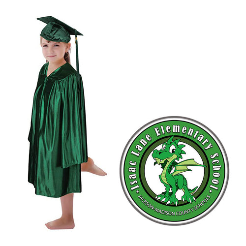 Cap and Gown Direct Isaac Lane Elementary Graduation Set – Shiny Hunter Green Cap, Gown & Tassel