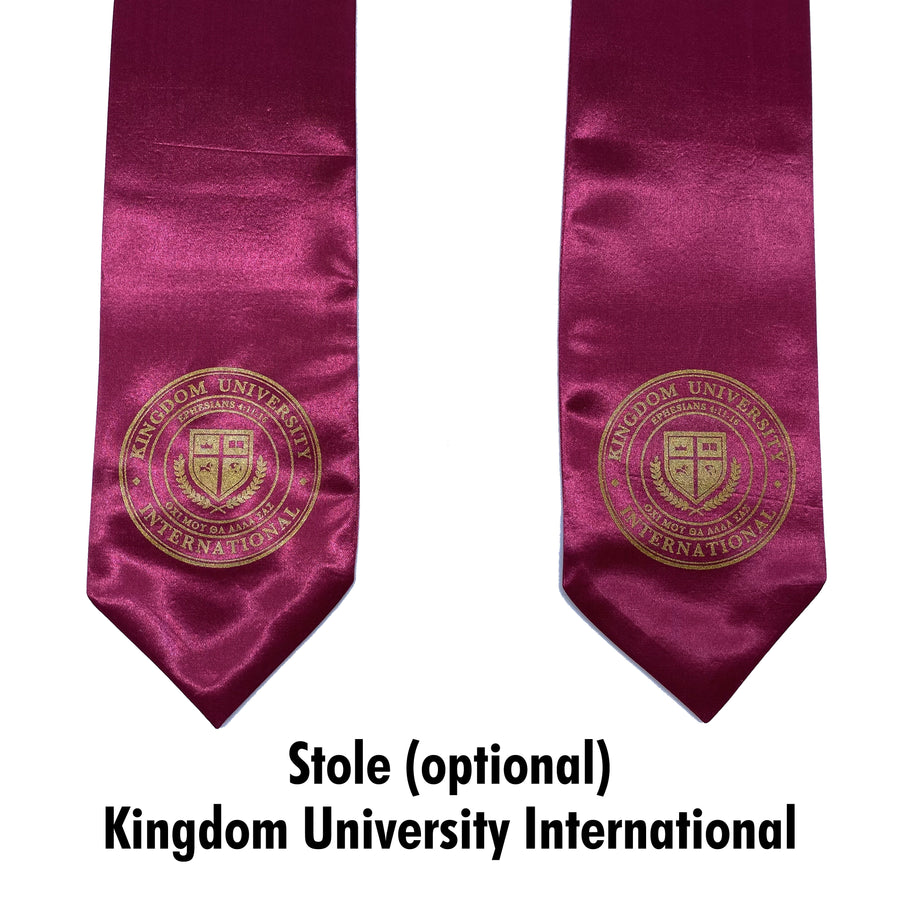 Cap and Gown Direct Kingdom University International Graduation Stole – Maroon Sash with School Seal