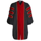 Cap and Gown Direct KUI Deluxe Doctoral Regalia Set – Scarlet Gown with Gold Piping, Hood & 8-Sided Velvet Tam, view 2