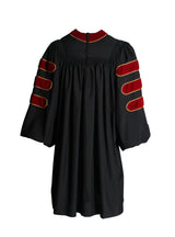 Cap and Gown Direct KUI Deluxe Doctoral Regalia Set – Scarlet Gown with Gold Piping, Hood & 8-Sided Velvet Tam, view 3