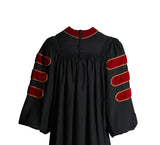 Cap and Gown Direct KUI Deluxe Doctoral Regalia Set – Scarlet Gown with Gold Piping, Hood & 8-Sided Velvet Tam, view 4