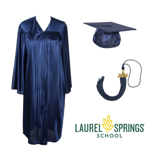 Cap and Gown Direct Laurel Springs School – Shiny Navy Cap, Gown & Tassel Set