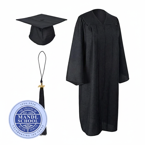Cap and Gown Direct Mandl School 2026 Graduation Cap & Gown Set – Matte Black with Tassel