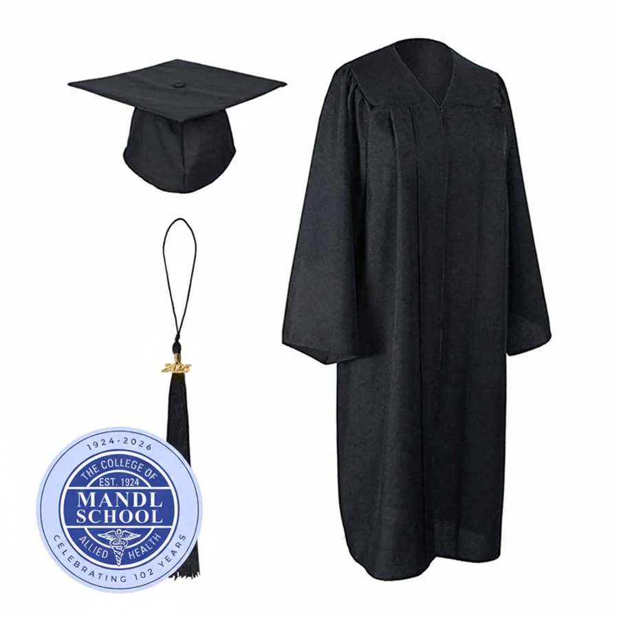 Cap and Gown Direct Mandl School 2026 Graduation Cap & Gown Set – Matte Black with Tassel