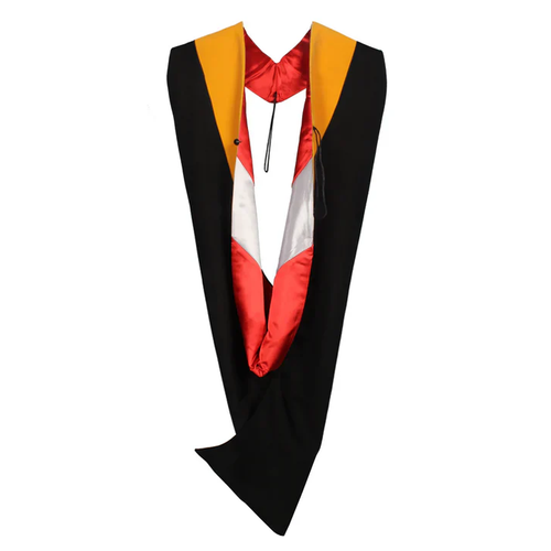 Cap and Gown Direct Master Hood - Gold Velvet - Red Lining - White Chevron