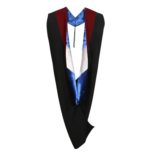 Cap and Gown Direct Master Hood - Maroon Velvet - Royal Blue Lining - White Chevron