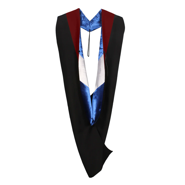 Cap and Gown Direct Master Hood - Maroon Velvet - Royal Blue Lining - White Chevron