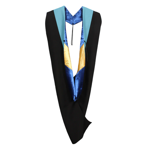 Cap and Gown Direct Master Hood - Sky Blue Velvet - Royal Blue Lining - Gold Chevron