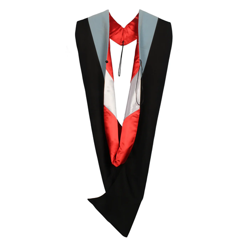 Cap and Gown Direct Master Hood - Sky Blue Velvet - Red Lining - White Chevron