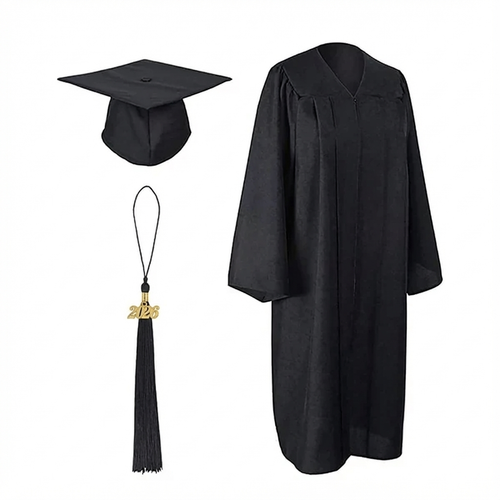 Cap and Gown Direct Matte Black Cap, Gown and Tassel for Graduation with Gold  Charm
