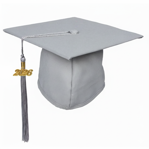 Cap and Gown Direct Matte Gray (Silver) Graduation Cap and Tassel