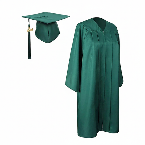 Cap and Gown Direct Matte Hunter Green Cap, Gown and Tassel  for Graduation