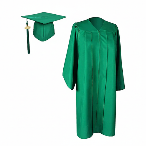 Cap and Gown Direct Matte Kelly Green Cap, Gown and Tassel for Graduation