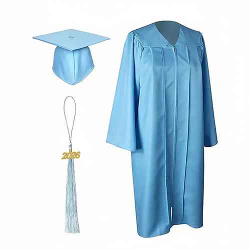 Cap and Gown Direct Matte Light Blue Cap, Gown and Tassel for Graduation