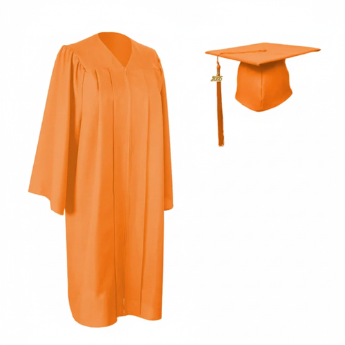 Cap and Gown Direct Matte Orange Cap, Gown and Tassel for Graduation