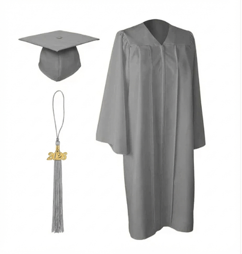 Cap and Gown Direct Matte Silver Cap, Gown and Tassel for Graduation