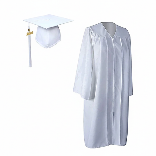 Cap and Gown Direct Matte White Cap, Gown and Tassel for Graduation