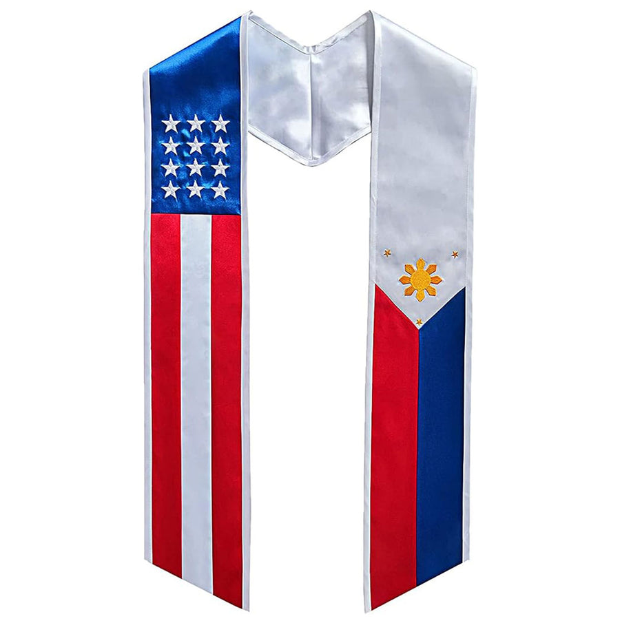 Cap and Gown Direct USA/Philippines Flag Graduation Stole - Flag Sashes for Graduates