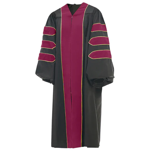 Cap and Gown Direct Rose Red Deluxe Doctoral Gown with Gold Piping - Academic Regalia