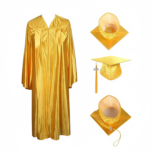Cap and Gown Direct Shiny Gold Cap, Gown & Tassel for Graduation