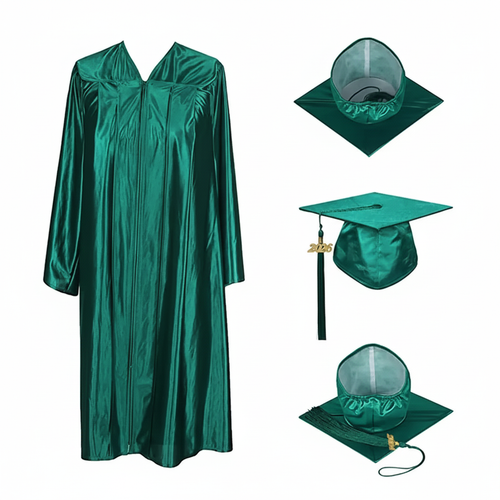 Cap and Gown Direct Shiny Hunter Green Cap, Gown & Tassel for Graduation