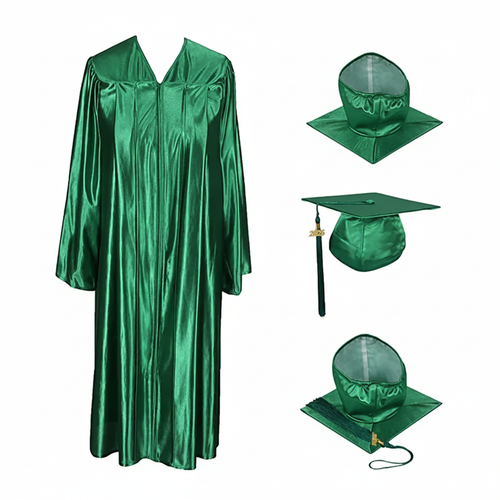 Cap and Gown Direct Shiny Kelly Green Cap, Gown & Tassel for Graduation