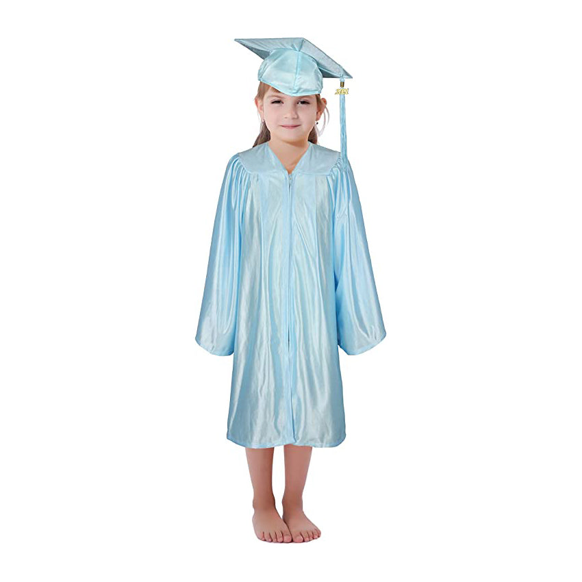 Cap and Gown Direct Shiny Kinder Light Blue Cap, Gown & Tassel for Graduation