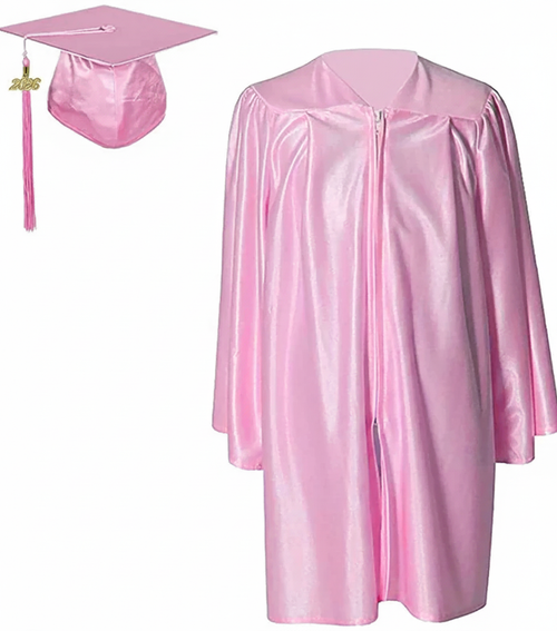 Cap and Gown Direct Shiny Kinder Pink Cap, Gown & Tassel for Graduation