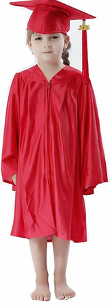 Cap and Gown Direct Shiny Kinder Red Cap, Gown & Tassel for Graduation, view 2