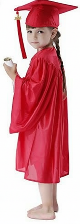 Cap and Gown Direct Shiny Kinder Red Cap, Gown & Tassel for Graduation, view 3
