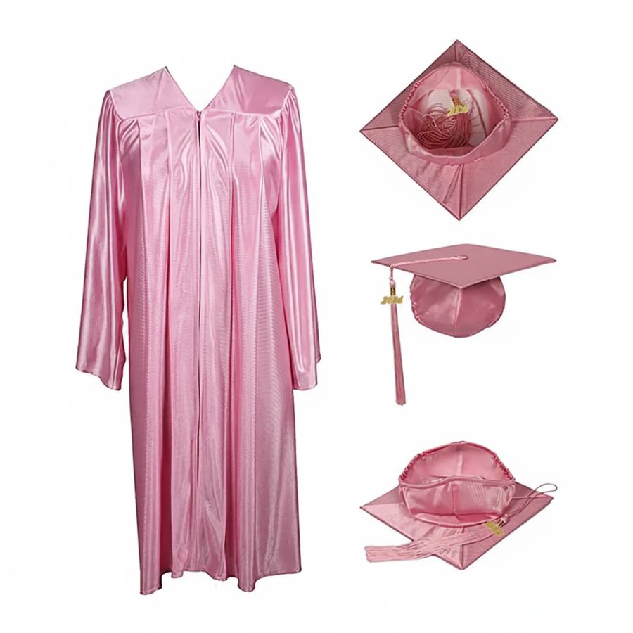 Cap and Gown Direct Shiny Pink Cap, Gown & Tassel for Graduation