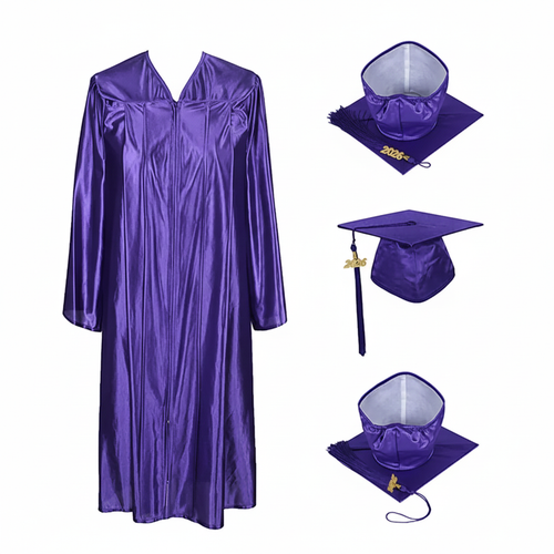 Cap and Gown Direct Shiny Purple Cap, Gown & Tassel  for Graduation