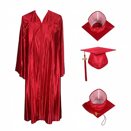 Cap and Gown Direct Shiny Red Cap, Gown & Tassel  for Graduation