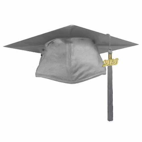 Cap and Gown Direct Shiny Silver Graduation Cap and Tassel