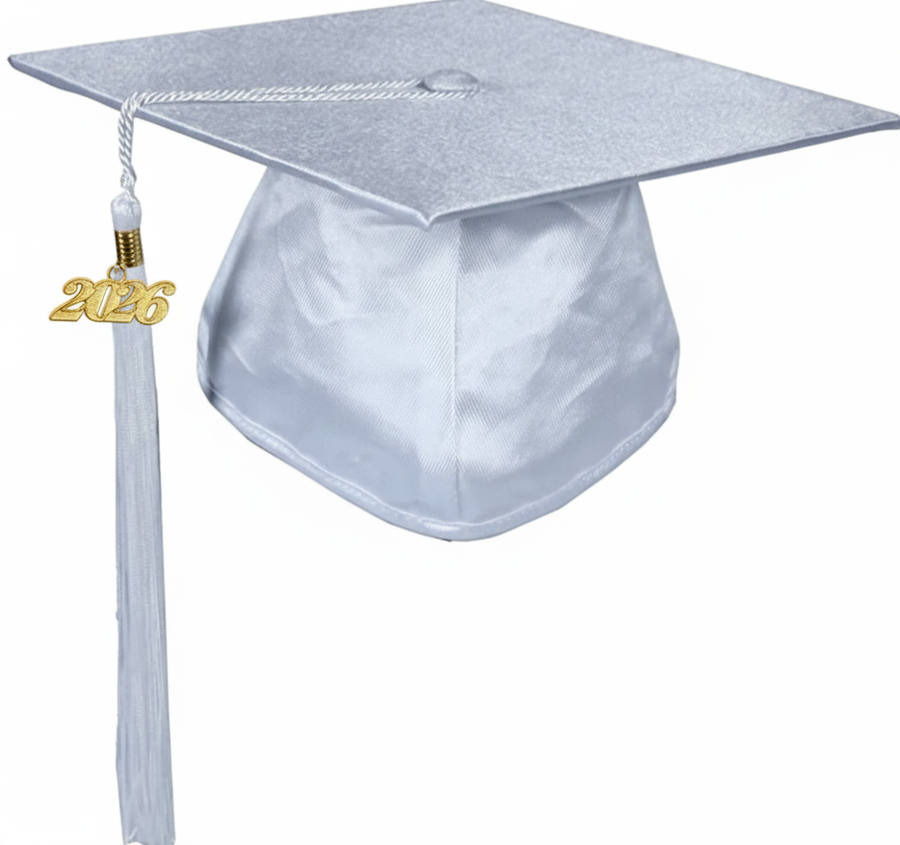 Cap and Gown Direct Shiny White Graduation Cap and Tassel