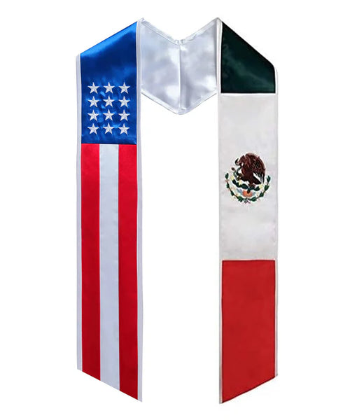 Cap and Gown Direct USA/Mexico Flag Graduation Stole - Flag Sashes for Graduates