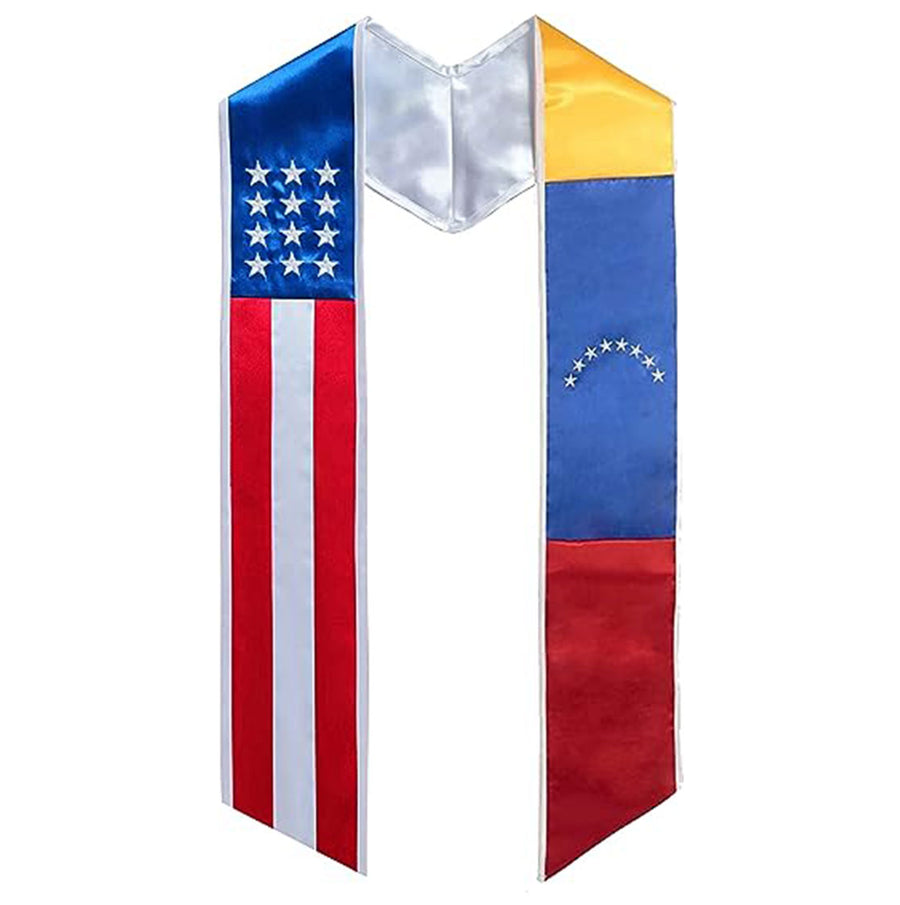 Cap and Gown Direct USA/Venezuela Flag Graduation Stole - Flag Sashes for Graduates