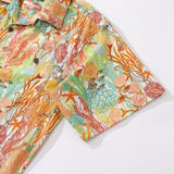 Castlebeard 100% Cotton Fish Shirts Orange Hawaiian Shirt For Men Oceanic Camp Collar Shirt By Cigar, view 4