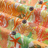 Castlebeard 100% Cotton Fish Shirts Orange Hawaiian Shirt For Men Oceanic Camp Collar Shirt By Cigar, view 5
