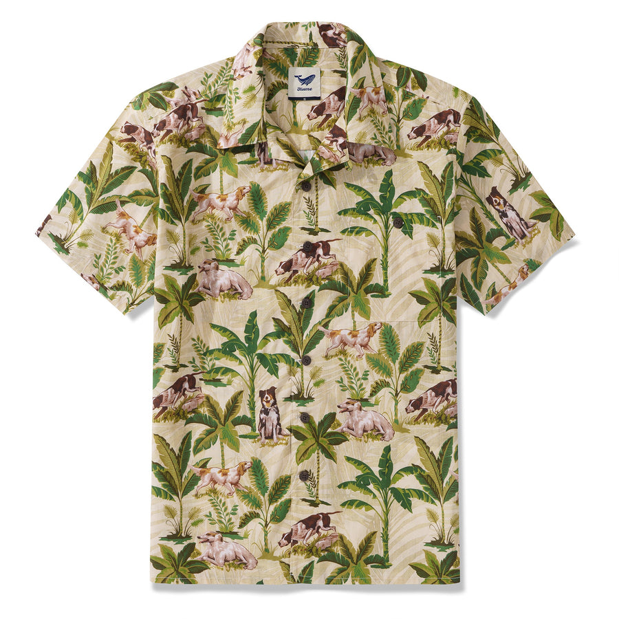 Castlebeard 100% Cotton Hawaiian Shirt For Men International Dog Day Camp Collar Shirt By Sherry