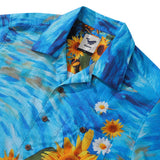 Castlebeard 100% Cotton Hawaiian Shirt For Men Sunflowers Growing Wild Camp Collar Shirt By Sun, view 2