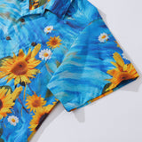 Castlebeard 100% Cotton Hawaiian Shirt For Men Sunflowers Growing Wild Camp Collar Shirt By Sun, view 4