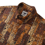 Castlebeard 1940s Hawaiian Shirt For Men TIKI Print Cotton Button Down Short Sleeve Aloha Shirt By Sun, view 2