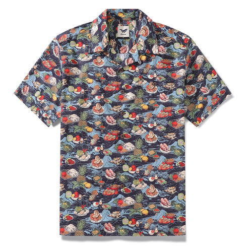 Castlebeard 1970s Vintage Hawaiian Shirt Thanksgiving feast Shirt Camp Collar 100% Cotton By Amy